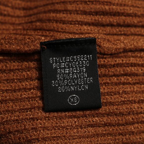 Cyrus Lapel V-Neck Sweater Tawny Ribbed Knit Soft Pullover Preppy Fall Size XS - Picture 8 of 9